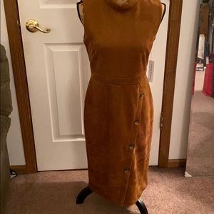 Brown suede sleeveless dress